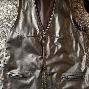 Men's Black Leather Vest